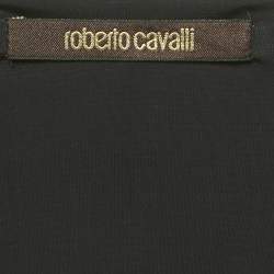 Pre Owned Roberto Cavalli Black Printed Jersey Short Dress M