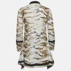 Pre Owned Roberto Cavalli Brown Floral Print Cotton Mini Dress XS