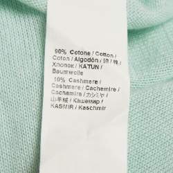 Pre Owned Roberto Cavalli Blue Cotton Knit V-Neck Sweater M