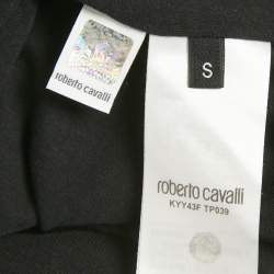 Pre Owned Roberto Cavalli Sport Black Animal Print Trim Crepe Zip Up Jacket S