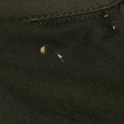 Pre Owned Roberto Cavalli Sport Black Animal Print Trim Crepe Zip Up Jacket S