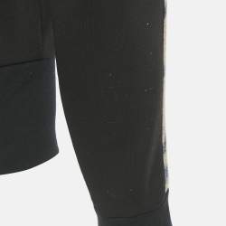 Pre Owned Roberto Cavalli Sport Black Animal Print Trim Crepe Zip Up Jacket S