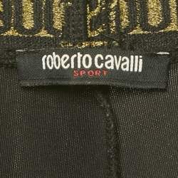 Pre Owned Roberto Cavalli Black Jersey Contrast Trimmed Pants M