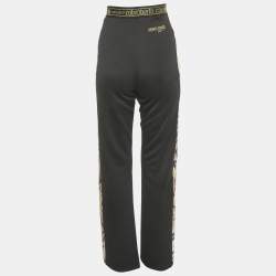 Pre Owned Roberto Cavalli Black Jersey Contrast Trimmed Pants M