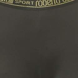 Pre Owned Roberto Cavalli Black Jersey Contrast Trimmed Pants M