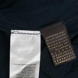 Pre Owned Roberto Cavalli Navy Blue Textured Knit Wool Trim Sleeveless Maxi Dress S