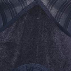 Pre Owned Roberto Cavalli Navy Blue Textured Knit Wool Trim Sleeveless Maxi Dress S