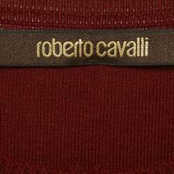 Pre Owned Roberto Cavalli Burgundy Wool Knit Sleeveless Bodycon Dress S