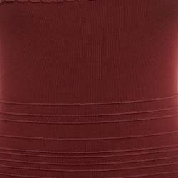 Pre Owned Roberto Cavalli Burgundy Wool Knit Sleeveless Bodycon Dress S