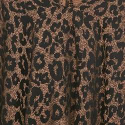 Pre Owned Roberto Cavalli Brown Jacquard Wool Fringed Poncho One Size  