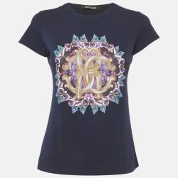 Pre Owned Roberto Cavalli Printed Cotton T-Shirt M