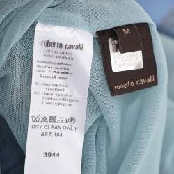 Pre Owned Roberto Cavalli Blue/Green Chiffon Off Shoulder Top M