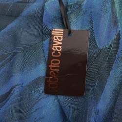 Pre Owned Roberto Cavalli Blue/Green Chiffon Off Shoulder Top M