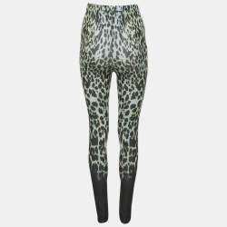Pre Owned Roberto Cavalli Green Animal Print Jersey Leggings XS