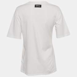 Pre Owned Roberto Cavalli Multicolor Jersey Walk of Fame Patched Crew Neck T-Shirt XS