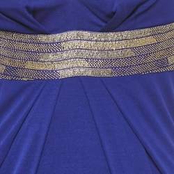 Pre Owned Roberto Cavalli Blue Beaded Jersey Short Dress S