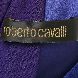 Pre Owned Roberto Cavalli Blue Beaded Jersey Short Dress S