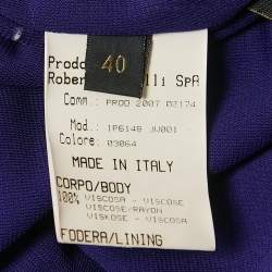 Pre Owned Roberto Cavalli Blue Beaded Jersey Short Dress S