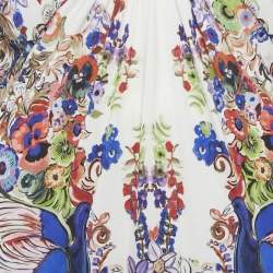 Pre Owned Roberto Cavalli Multicolor Floral Print Crepe Midi Dress M