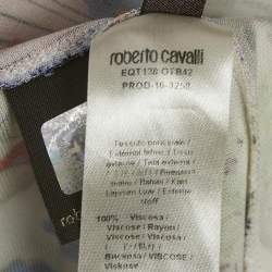 Pre Owned Roberto Cavalli Multicolor Floral Print Crepe Midi Dress M