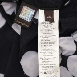 Pre Owned Roberto Cavalli Black Pearl Print Stretch Satin Long Sleeve Maxi Dress L