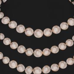 Pre Owned Roberto Cavalli Black Pearl Print Stretch Satin Long Sleeve Maxi Dress L