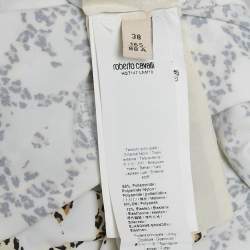 Pre Owned Roberto Cavalli White Animal Print Jersey Asymmetric Midi Dress S