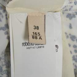 Pre Owned Roberto Cavalli White Animal Print Jersey Asymmetric Midi Dress S