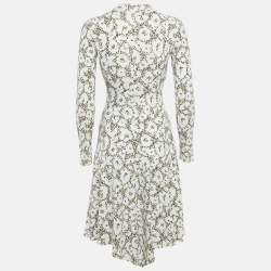 Pre Owned Roberto Cavalli White Animal Print Jersey Asymmetric Midi Dress S