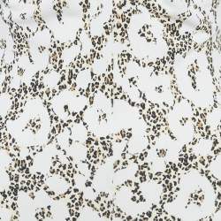 Pre Owned Roberto Cavalli White Animal Print Jersey Asymmetric Midi Dress S