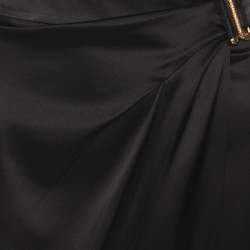 Pre Owned Roberto Cavalli Black Stretch Silk Maxi Skirt M