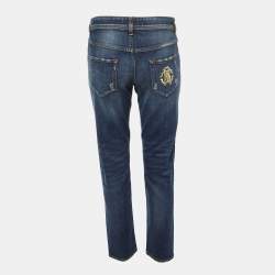 Pre Owned Roberto Cavalli Blue Denim Distressed Skinny Jeans M/Waist 32"