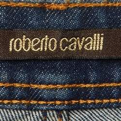Pre Owned Roberto Cavalli Blue Denim Distressed Skinny Jeans M/Waist 32"