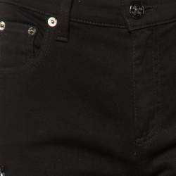 Pre Owned بنطلون جينز روبerto Cavalli ضيق مزين بالترتر دِنِم أسود متوسط / مقاس الخصر 30 بوصة