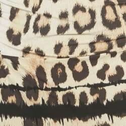 مملوكة مسبقًا Roberto Cavalli Beige Animal Printed Jersey Cutout Back Detail Long Dress M
