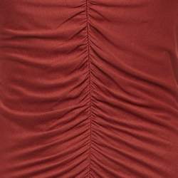 Pre Owned بلوزة روبرتو كافالي أكمام طويلة قماش جيرسي مكشكش أحمر مقاس صغير - سمول