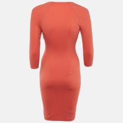 Pre Owned Roberto Cavalli Pink Knit Long Sleeve Mini Dress S