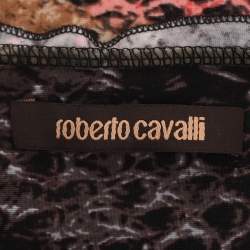 Pre Owned Roberto Cavalli Multicolor Snake Print Stretch Fabric Long Sleeve Maxi Dress S