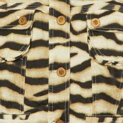 Pre Owned Roberto Cavalli Beige Animal Printed Stretch Cotton Crop Jacket M