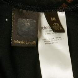 Pre Owned Roberto Cavalli Black Printed Stud Detail Jersey T-Shirt M