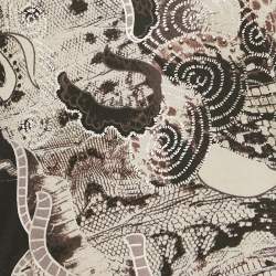 Pre Owned Roberto Cavalli Black Printed Stud Detail Jersey T-Shirt M