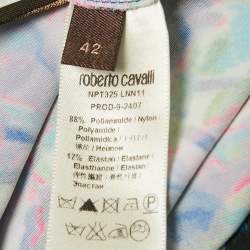 Pre Owned Roberto Cavalli Purple Printed Jersey Maxi Skirt M