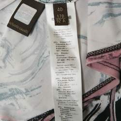 Pre Owned Roberto Cavalli Black /White Animal Print Lace Detail Jersey Maxi Dress S 