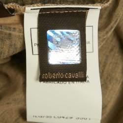Pre Owned Roberto Cavalli Brown Snake Skin Print Cotton T-Shirt L