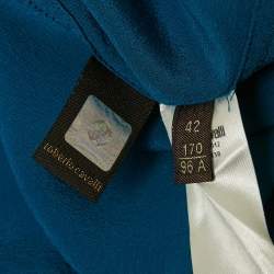Pre Owned Roberto Cavalli Blue Sequin Embroidered Silk Shirt M