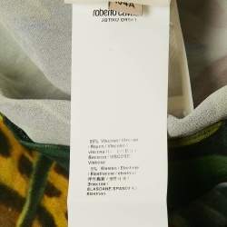 Pre Owned Roberto Cavalli Green Tropical Print Jersey Mini Dress L