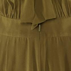 Pre Owned Roberto Cavalli Olive Green Silk Wide Leg Jumpsuit S