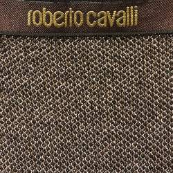 Pre Owned Roberto Cavalli Black Eagle Patterned Lurex Knit Short Dress S  