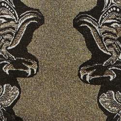 Pre Owned Roberto Cavalli Black Eagle Patterned Lurex Knit Short Dress S  