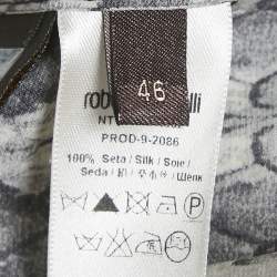 Pre Owned Roberto Cavalli White /Black Printed Neck Tie Detail Shirt L